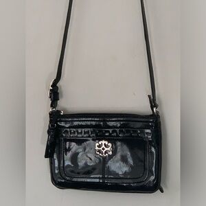 Brighton Wallet Crossbody Bag Dual Zip Organizer Womens Leather Dark Navy Purse